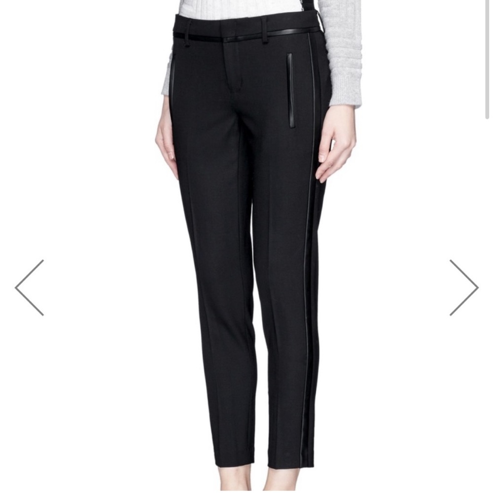 Vince Leather trim straight leg pants